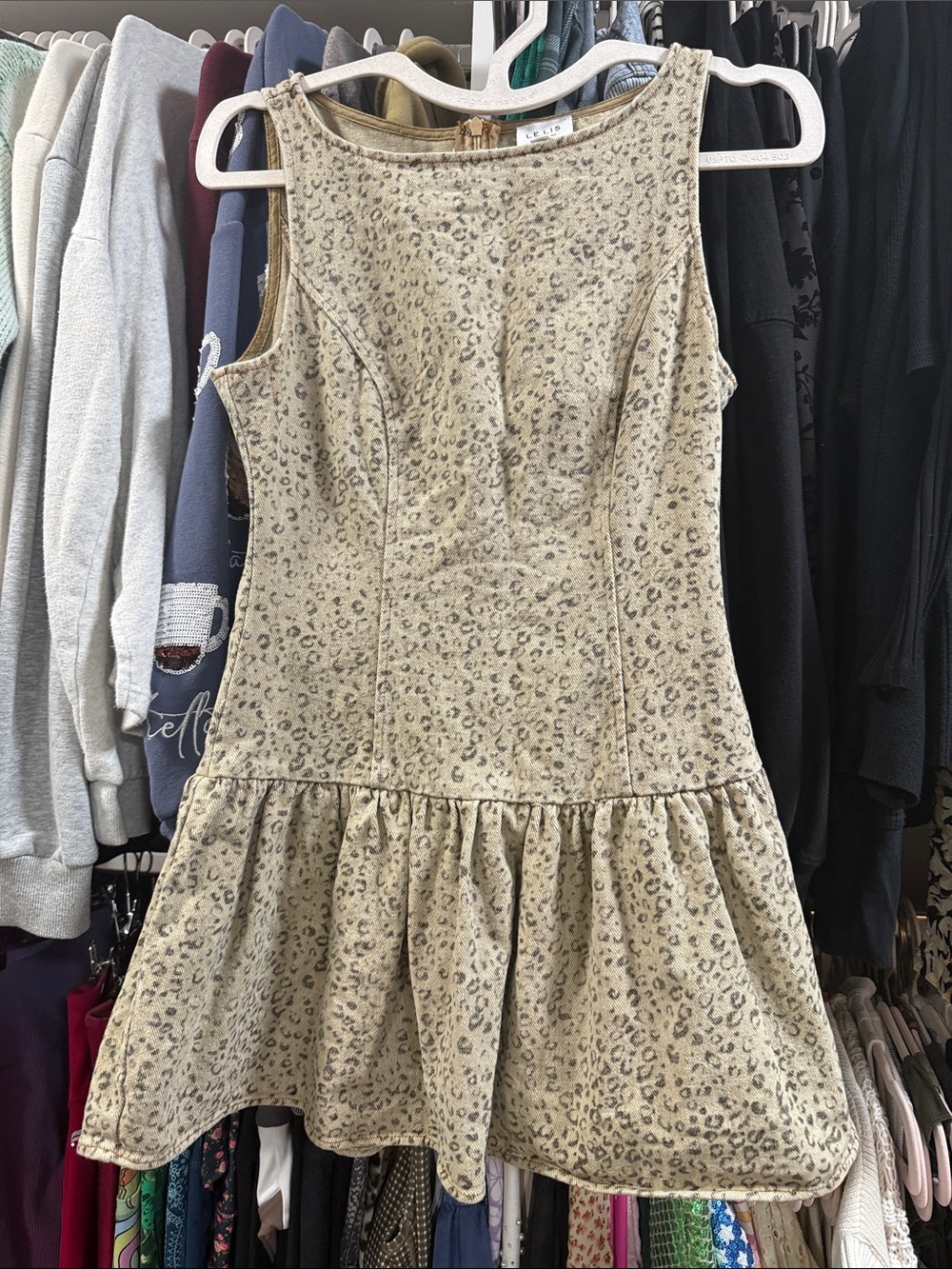 Le Lis Beige Leopard-Print Sleeveless Mini Dress